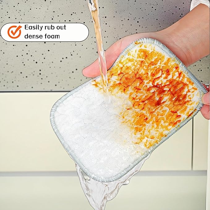 10Pack Scrubber Sponge for Dishes, Pans & Grease - Dual-Side Non-Scratch, Super Absorbent, Heat Resistant - Strong Cleaning Power for Kitchen, Glass, Stove (Color Random)