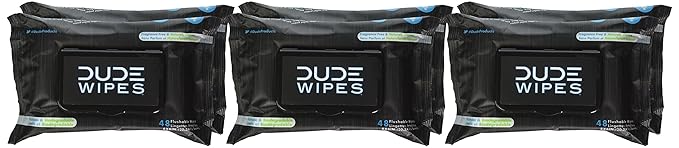 DUDE Wipes, 48 Count, 2 Pack | Flushable | Unscented | Extra-Large | Vitamin-E & Aloe