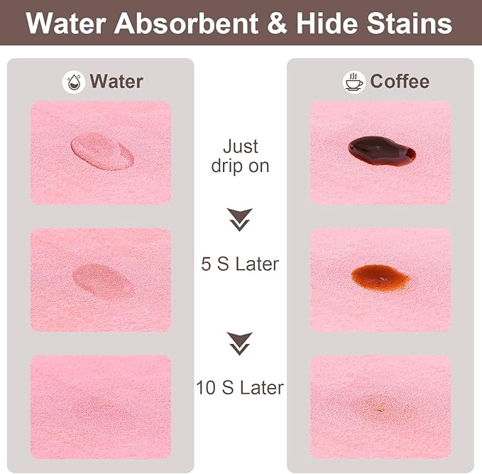 Absorbent Coffee Mat, Fashion Dish Drying Mat for Kitchen Counter Coffee Bar Accessories Espresso Machine Dish Rack 12" x 20" Pink