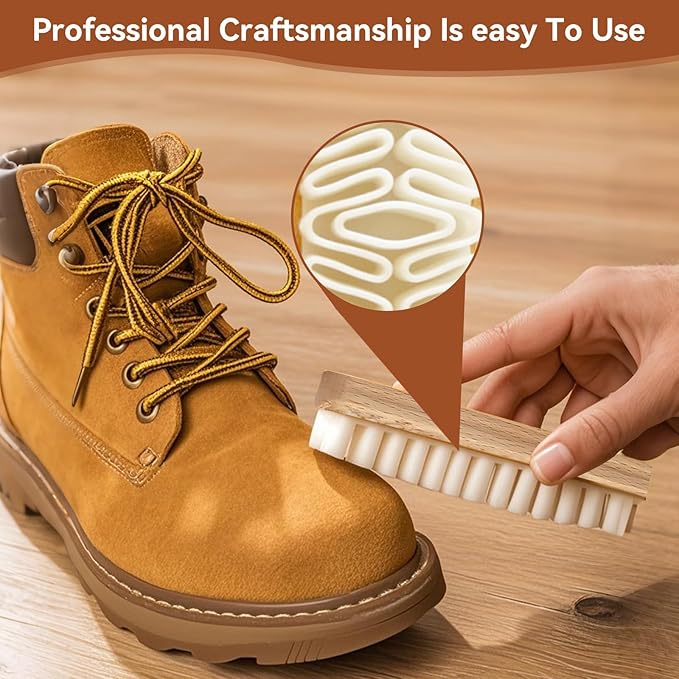 2Pcs Suede Brush for Shoes, Rubber Shoe Brush Cleaner with Soft Bristle Brush,Suede Eraser for The Care and Cleaning of Shoes, Bags, Coats, and Suede Accessories