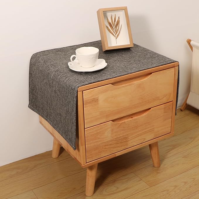 Small Bedside Tablecloth Table Dustcover End Tabletop Home Decoration Fabric Tablecloth Nightstand Table Covering Doilies for Furniture Décor (16×35inch) Dark Grey
