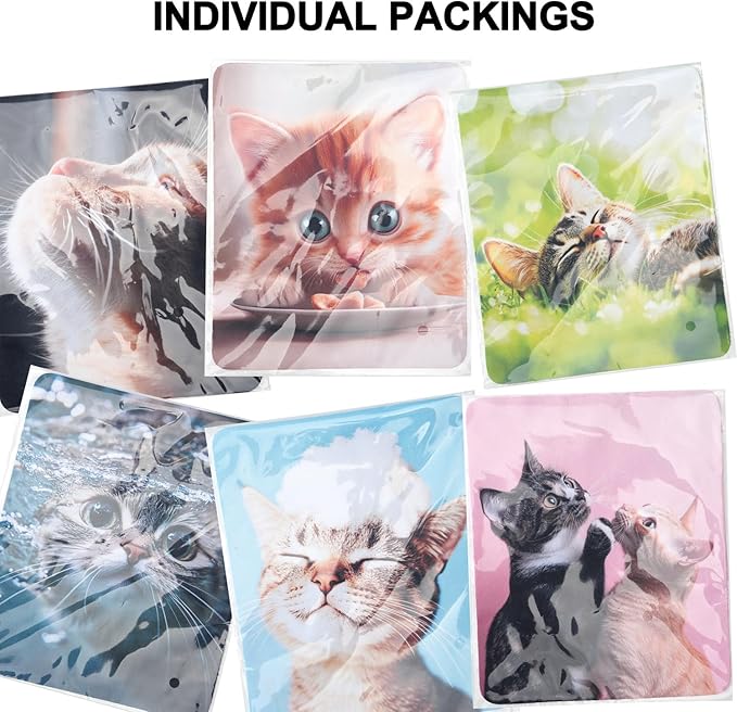 Anywind Microfiber Glasses Cleaner Cloth,Cute Cat Cleaning Clothes for Eyeglass,Phone, Screens, Camera Lens -6pcs