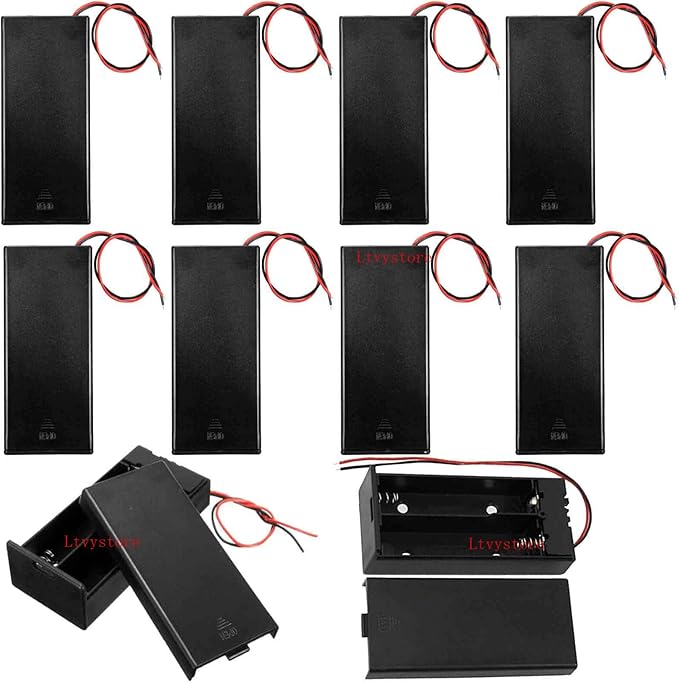 10Pcs Plastic 18650 Battery Storage Case 2 Slots x 3.7V for 2x18650 Batteries Holder Box Container with ON/Off Switch