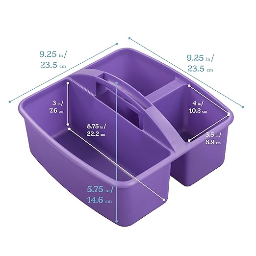 ECR4Kids 3-Compartment Storage Caddy, Storage Organizer, Primary, 6-Pack