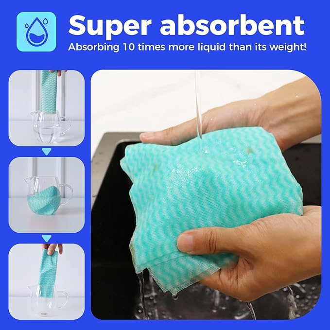Reusable Cleaning Towels Handi Wipes Reusable Cloths Disposabel Dish Cloths Dish Towels Dry Handy Wipes Big Durable Absoebent 40 Count, Red
