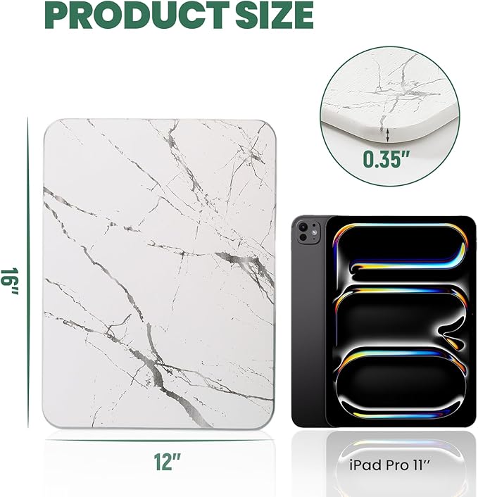 2 Pack Quick Dry Stone Drying Mat for Kitchen Counter, Water-Absorbent Diatomaceous Dish Drying Mats, Multi-Purpose Stone Drying Tray for Cups Dishes Bottles, White-Marble
