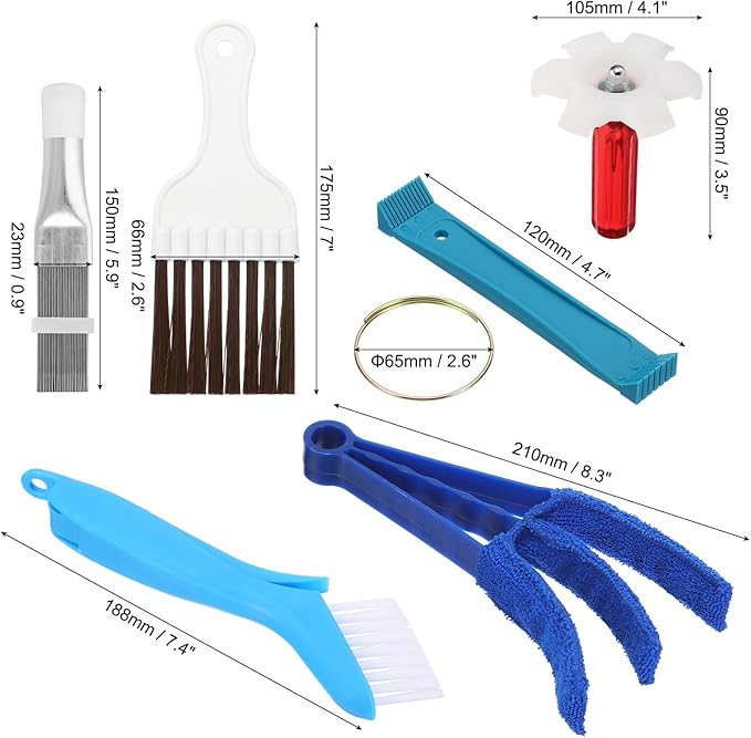 PATIKIL Air Conditioner Fin Comb, 6Pcs Stainless Steel Condenser Fin Straightener, FCR6 Fin Comb, Brown Foldable Brush AC Coil Tool for AC Unit Radiator