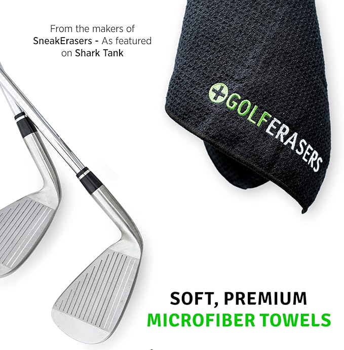 Premium Microfiber Golf Towel with Clip for Golf Bag, 3 Pack, Waffle-Knit Pattern, Helps Keep Golfers’ Hands Dry While Playing, Pairs Perfectly Sponges, 24"x16"