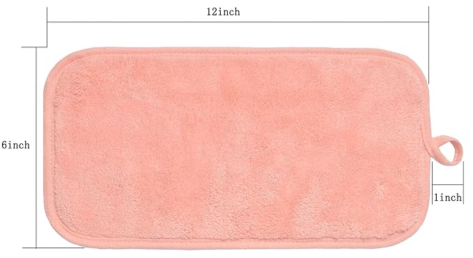 Makeup Remover Cloths for Face, Eye, Lips - Reusable Makeup Remover Pads Soft Microfiber Facial Cleansing Cloths 6 x 12 inch 6 Pack (Coral)