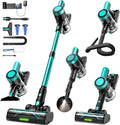 Cordless Vacuum Cleaner, 58Kpa Vacuum Cleaners for Home, 55Mins Stick Vacuum with Self-Standing & LED Display, Anti-Tangle & Wall Mount Charging (Cyan)