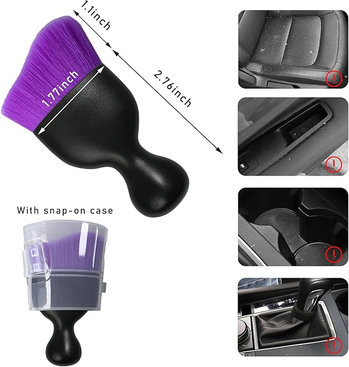 Car Interior Dust Brush, Soft Scratch Free Auto Detailing Brushes, Universal Vehicle Interior Cleaning Tool for Automotive Dashboard, Air Vents, Leather(Pure Purple)