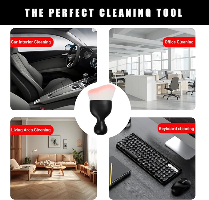 Car Interior Dust Brush, Soft Scratch Free Auto Detailing Brushes, Universal Vehicle Interior Cleaning Tool for Automotive Dashboard, Air Vents, Leather(White & Pink)