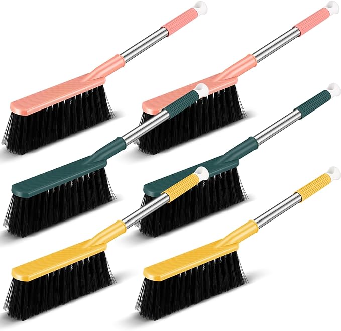 6 Pcs 17'' Hand Broom Brush Dust Brushes Soft Bristle Cleaning Brushes Handheld Soft Counter Brush for Bed Car Couch Desk Sofa Furniture Clothes Small Particles Hair Debris Quilt Remover