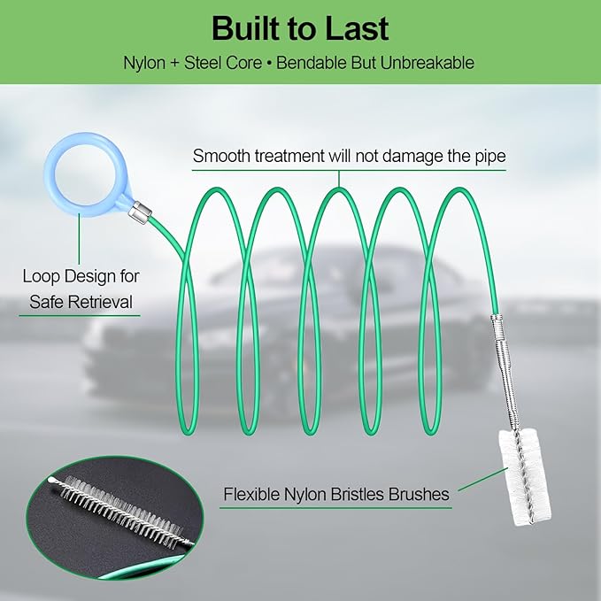 Auto Sunroof Drain Cleaning Tool Long Flexible Drain Brush for Clogged Pipes Tube Cleaning Brush for Car Sunroof, Car Wiper, Fuel Tank Drain Hole, Door Drain Hole, Sunroof Drain Pipe(2 Pack)