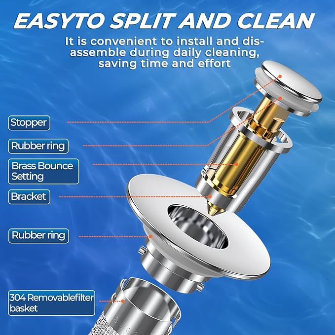 Sink Stopper Hair Catcher, Pop-up Sink Drain Strainer with Removable Stainless Steel Strainer Basket Hair Catcher, Bathroom Sink Strainer for Bathroom Sink Stopper Replacement(4PCS)