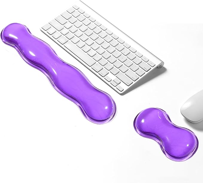 Gel Keyboard Wrist Rest Set, Clear Wrist Rest for Keyboard and Mouse, Ergonomic Keyboard Mouse Wrist Rest for Typing Pain Relief, Suitable for Office, Gaming, Computer, Laptop - Purple