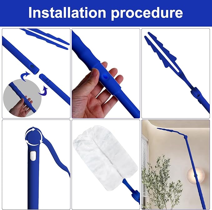 Yeebeny 2 Pcs Replacement Handles Compatible with Swiffer Duster Refill, 3 Ft Swiffer Handles Only, Extended Pole, Adjustable Length Removal Duty Duster Refills （Blue）