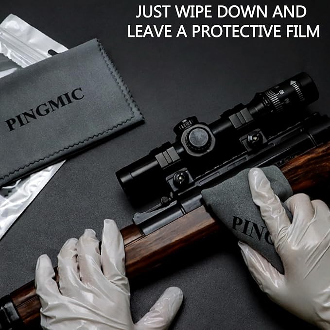 PINGMIC 2/5 Pack Silicon Gun Cleaning Cloth, Lint-Free Microfiber Gun Cloth, 12" x 12" Large Cleaning Wipes, Polishing Rag for Firearms, Reel, Knives, Tool, Sporting Equipment, Precision Instruments