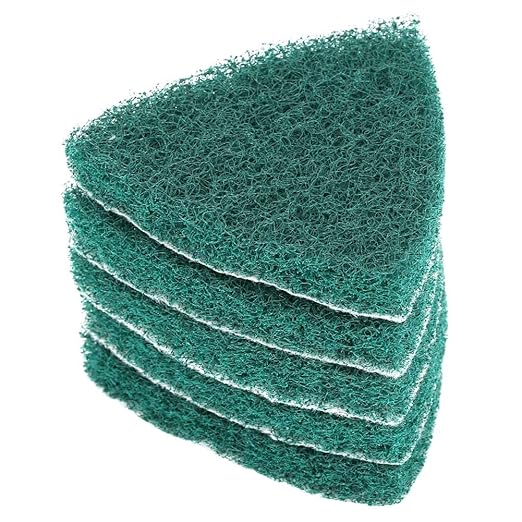 5 Pcs Triangle Scouring Pad, Scouring Stick, Self Adhesive Plate Grinding Machine Accessories, Green Scrub Pads for Surface Sanding Polishing
