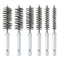 6 Pcs Stainless Steel Bore Brush Set with 1/4" Hex Shank Twisted Wire Bristles, Different Sizes (8, 10, 12, 15, 17, 19mm) for Rust and Tube Cleaning