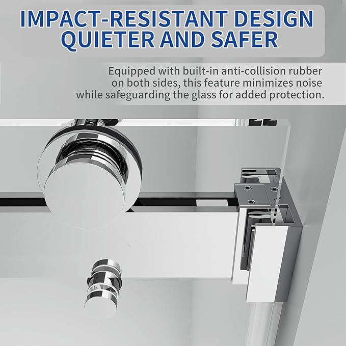 56-60" W x 76" H Double Sliding Frameless Shower Glass Door, 5/16" (8mm) ANSI & SGCC Certified Tempered Glass with Double Nano Coating, Stainless Steel Hardware & Towel Rack (Bright Chrome)