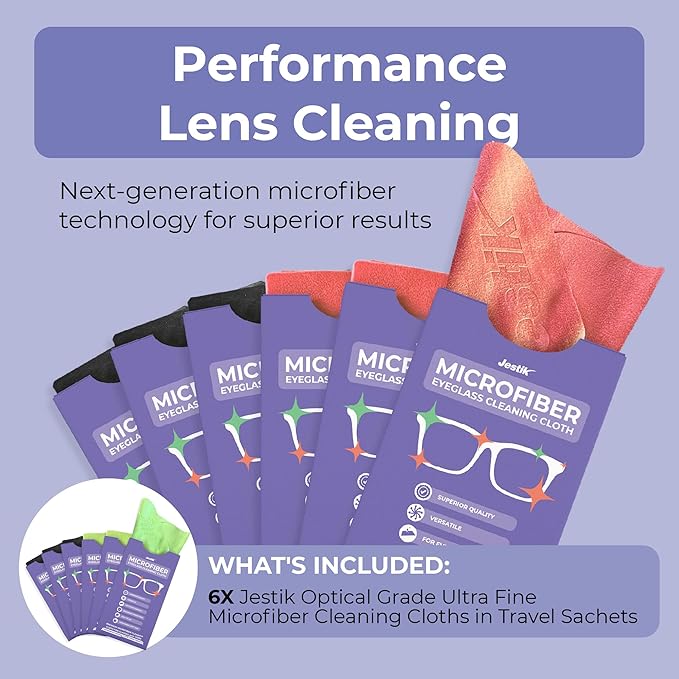 Jestik Microfiber Cleaning Cloth - Japanese Lens Wipes for Eyeglasses, Camera Lenses, Screens & More - Versatile Glasses Cleaner Cloths, Lint-Free, Washable (Black/Crimson Red - Pack of 6)