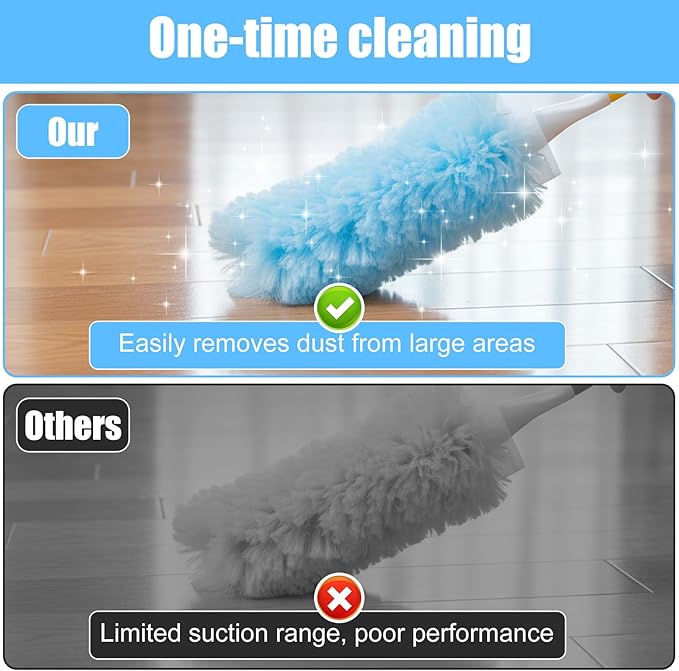 40 Count Duster Refills for Most Duster Handle, 360° Heavy Duty Duster Refills Disposable Microfiber Dusters with 2 Hands for Dusting Cleaning (Blue)