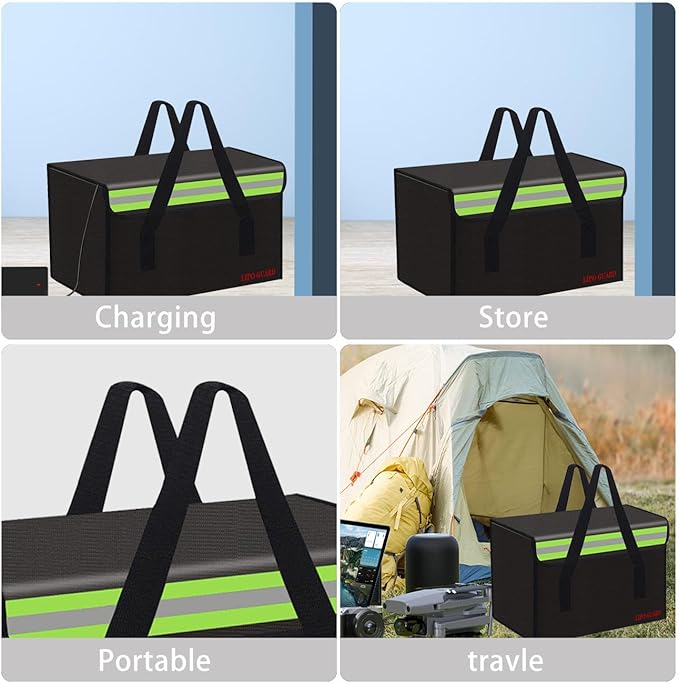 Lipo Battery Safe Bag Large Capatity Fireproof Bag for Ebike Lipo Battery Other Batteries Storage Charging Transport Home Office Travel Safe Storage Pouch