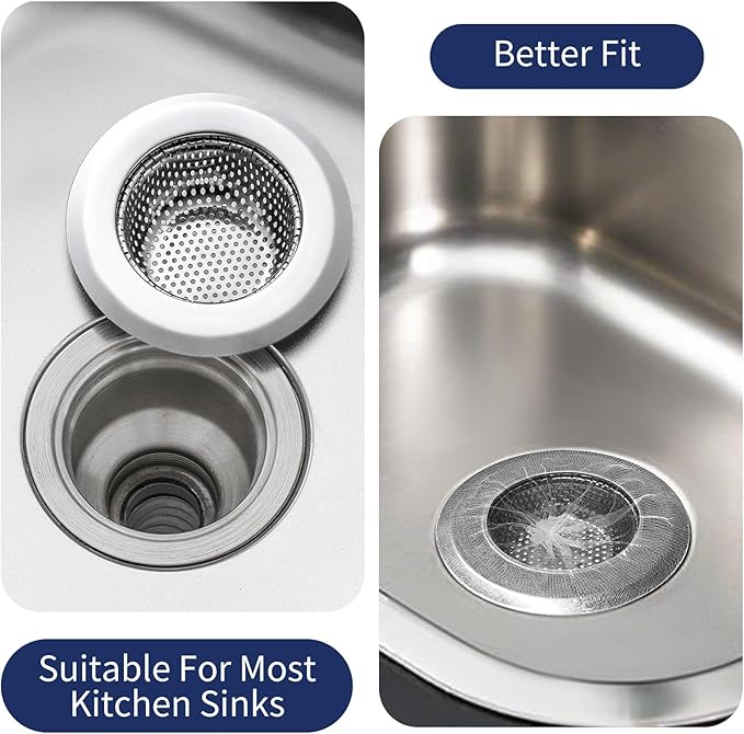 BATHRINS Kitchen Sink Drain Strainer Combination 100 Pieces of Sink Strainer Net Bags - Double Layered Design Makes It Easy for You to Clean The Sink Without Any Blockages
