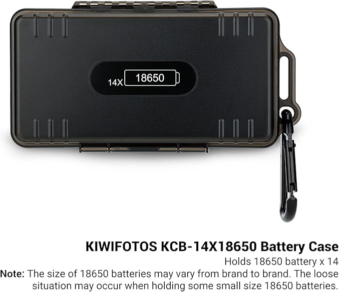 KIWIFOTOS 14 Slots 18650 Battery Organizer Case Protective Hard Storage Case Shockproof 18650 18350 Battery Holder Box Batteries Container