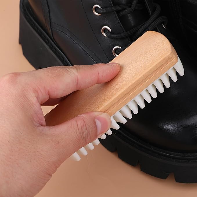 2 Pcs Suede Brushes for Shoes, Crepe Shoe Brush and Eraser with Comfortable Wooden Handle Soft Nubuck Shoe Cleaner for Sneakers Leather Boot Care Furniture Bags Belts