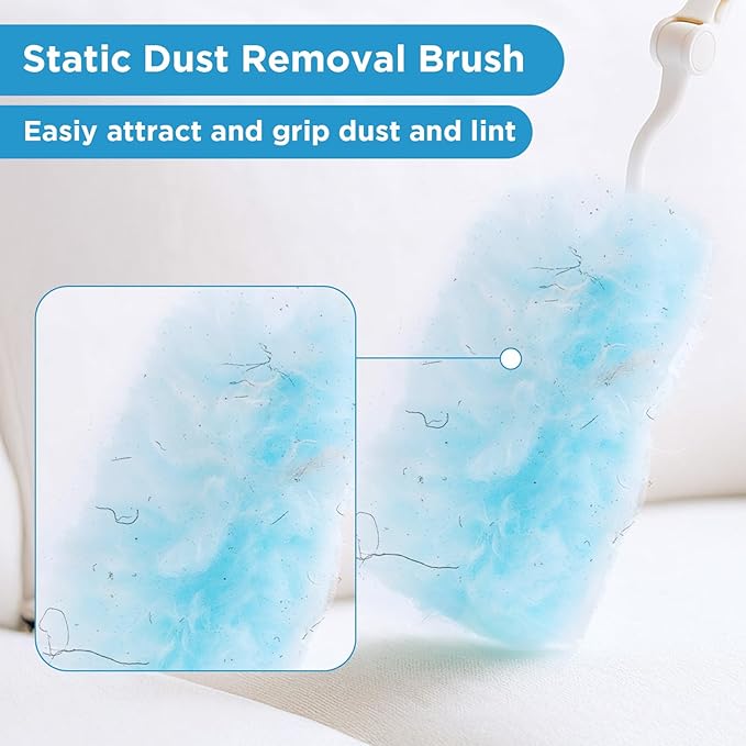 60 Count Duster Refills, Disposable Cleaning Duster Kit Heavy Duty Microfibre Dusters with Extendable Handle Starter Multi-Surface Dusters for Cleaning Home Furniture Blinds Ceiling Fan