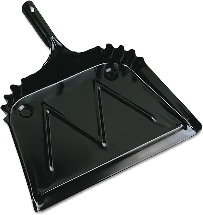 Boardwalk 04212 Metal Dust Pan 12" Wide 2" Handle Black 12/Carton