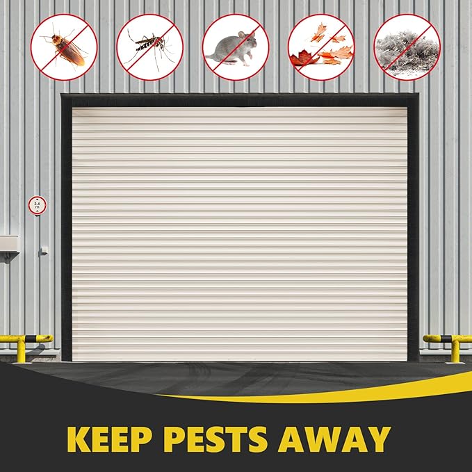 10×10ft Garage Brush Seal Kit for Roll-up Doors 3" Standard Brush with Aluminum Track Weatherproof Door Bottom Seal for Commercial, Warehouse, Barn Sliding, Hangar, and Corrugated Doors
