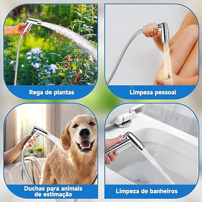 Handheld Bidet Sprayer Toilet Bathroom Douche Cloth Washing Diaper Cleaning Shower Head with with 2 Way Shower Diverter, 59in Hose and Hand Shower Holder