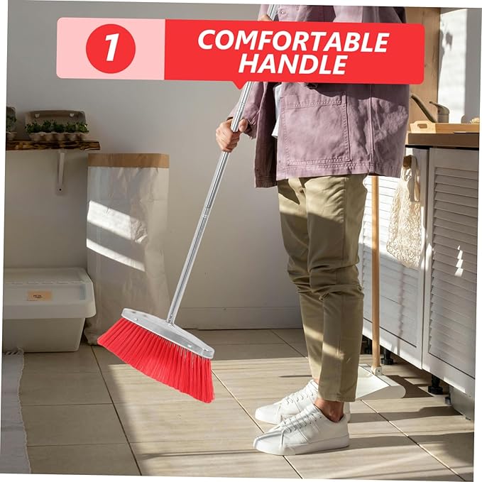 GALPADA Heavy Duty Cleaning Broom with Soft Bristles for Home and Office Gentle Floor Sweeper for Indoor Use Dust and Hair Removal for Kitchens