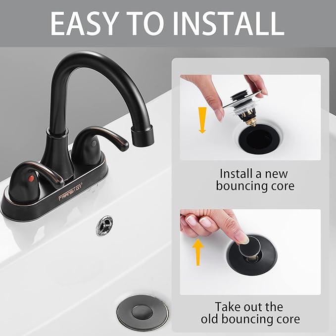 Fransiton 2 Pack Bathroom Sink Drain Stopper, 1.1-1.77 Inch Basin Pop Up Black Sink Drain Stopper, Anti Clogging Drain Plug with Detachable Hair Catcher, Matte Black