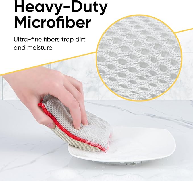 Microfiber Sponges for Dishes, Non-Scratch Sponge Dish Scrubber Heavy Duty Household Cleaning Multi-Purpose Cleaning Supplies Dish Wash Kitchen Cleaners Pack of 36