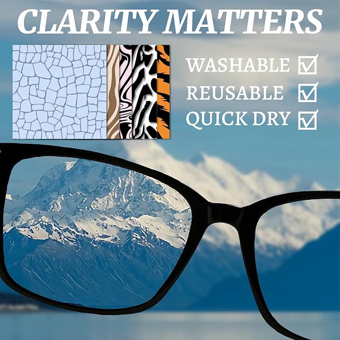 CREATCABIN 6 Packs Thickened Glasses Cleaning Cloth Elegant Flower Design
