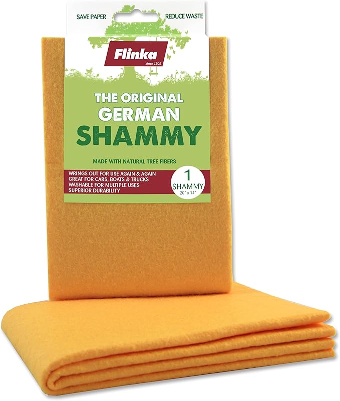 Flinka The Original Reusable Shammy Cloth 20" x 14" - Super Absorbent Chamois Towel - Great for Cars, Boats, Trucks, and RVs - Natural Viscose Sponge Cloth - Eco Friendly (3 Pack)