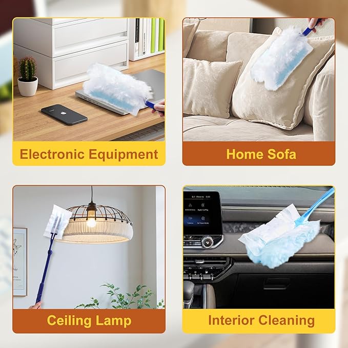 40-Piece Duster Refills,Static Dust Removal Brush Disposable Replacement Head Compatible with Swiffer Duster Refills， Multi-Surface Dusters for Cleaning Furniture, Blinds, Electronics & Corners