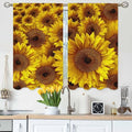Sunflower Kitchen Curtains Vintage Rustic Grunge Flowers Field Blooms Yellow Petals Short Tier Curtains for Bathroom Cafe Small Window Drapes Treatment 2 Panels (27.5x39 Inch)