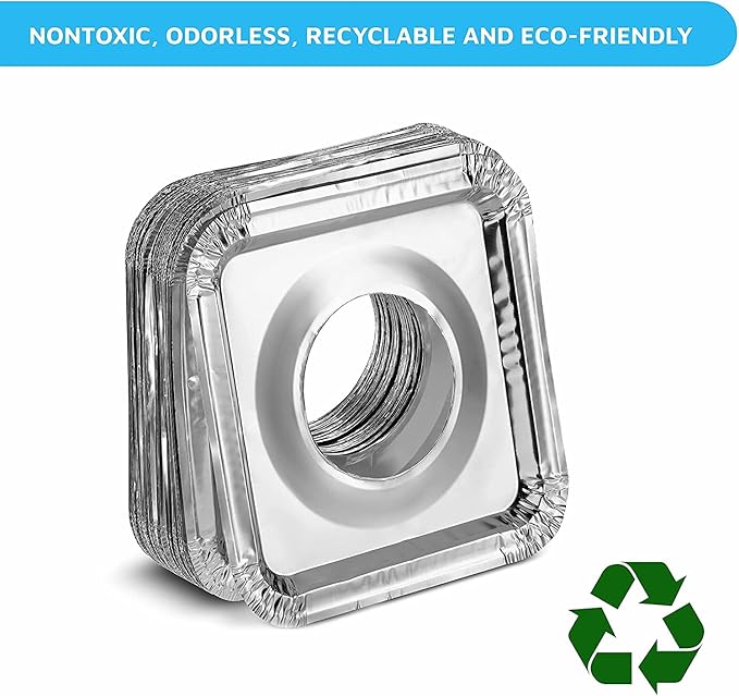 Aluminum Foil Square Gas Burner Disposable Heavy Thick Quality Bib Liners Covers (8.5" Square) from Cavalier (100 Pack)