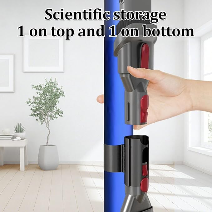 Vacuum Attachment Holder for V7 V8 V10 V11 V15 G5 – Holds 2 Attachments on Telescopic Wand – Effortless Installation – 360° Rotating Tool Clip, No Longer Easily Lose Accessories
