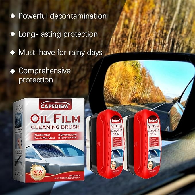 CAPEDIEM 2026 NEW Automotive Oil Film Cleaning Brush for Car Windows,Glass Cleaning Board, Suitable for Windshield Glass Oil Film Remover, Car Windshield Cleaner (whith)