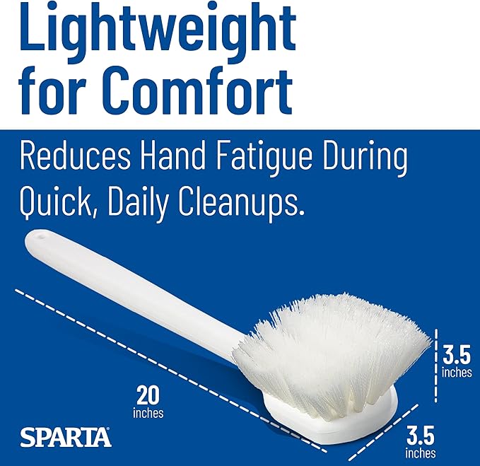 CFS 36620L00 Flo-Pac Plastic Handle Utility Scrub Brush, Nylon Bristles, 20" Length, 2" Bristle Trim, White, 1 Count