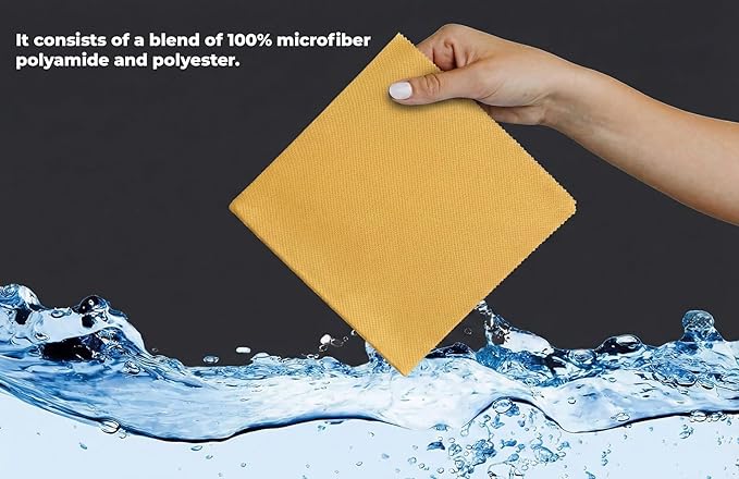 Microfiber Polyamide and Polyester Cleaning Cloth for Everywhere, Glasses, Screens & Delicate Surfaces – Soft, Camera Lens, Car Interior, Piano Black, Lint-Free, Reusable Zigzag Edge (Mustard Yellow)