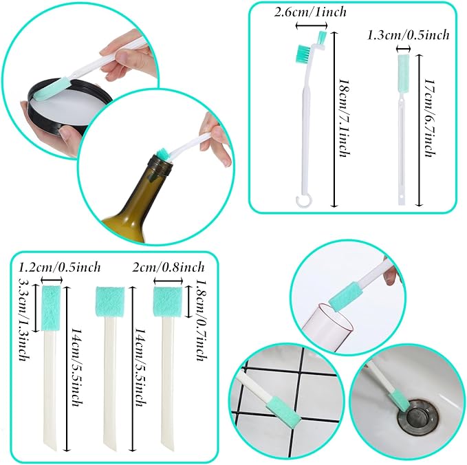16 Pack Small Household Cleaning Brushes Crevice Cleaning Tool Deep Detail Crevice Cleaner Brush Set Detail Tiny Scrub Cleaner Brush Micro Crevices Scrub Cleaners Tool for Small Holes Corner Space