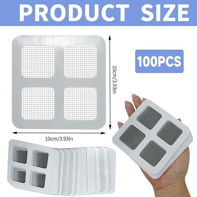 50 Pack Disposable Shower Drain Hair Catcher - 4x4in Mesh Stickers, Drain Hair Catcher for Bathroom, Bathtub, Kitchen Sink, Laundry - Traps Human & Pet Hair, Disposable Mesh Drain Cover