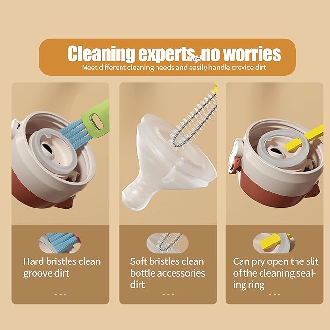 3 in 1 Cup Lid Gap Cleaning Brush Multifunctional Bottle Cleaning Brush for Water Bottle Cup Lid Gap for Gaps of Various Containers (Blue Green(Flower))